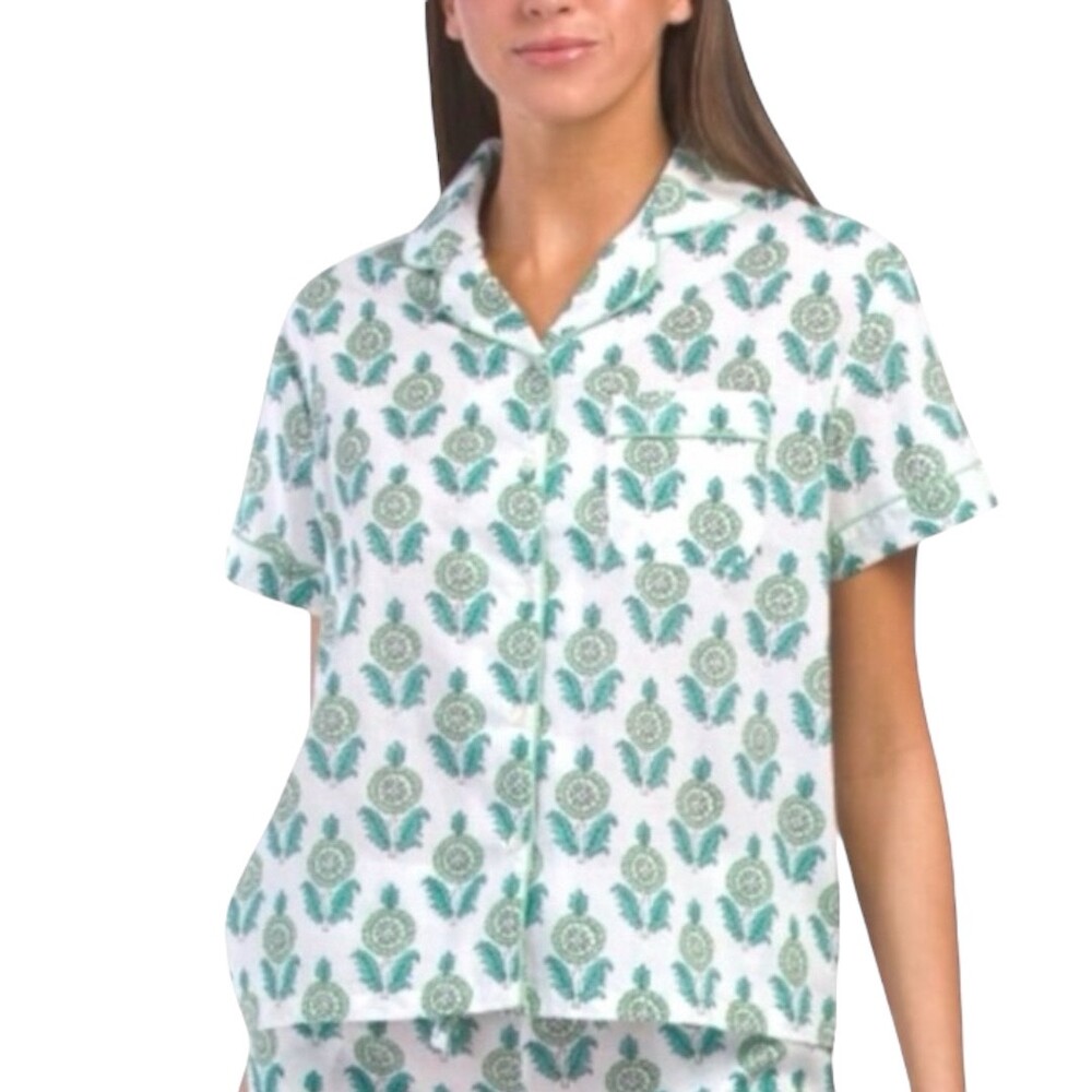 NWT Crafted by Mahogany 100% Cotton Printed Pattern Lounge Pajama Shirt